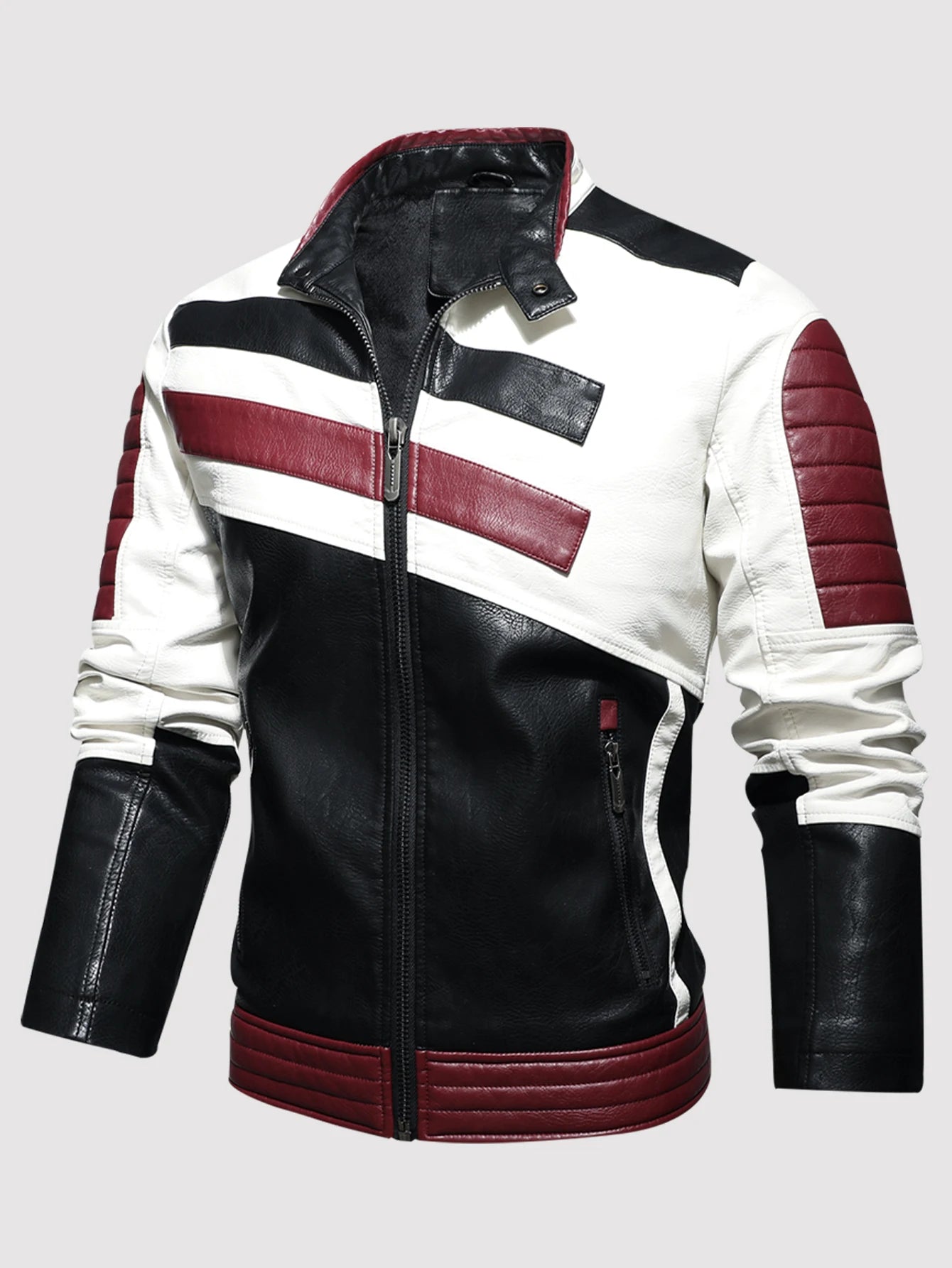 Men's PU leather coat thickened biker jacket