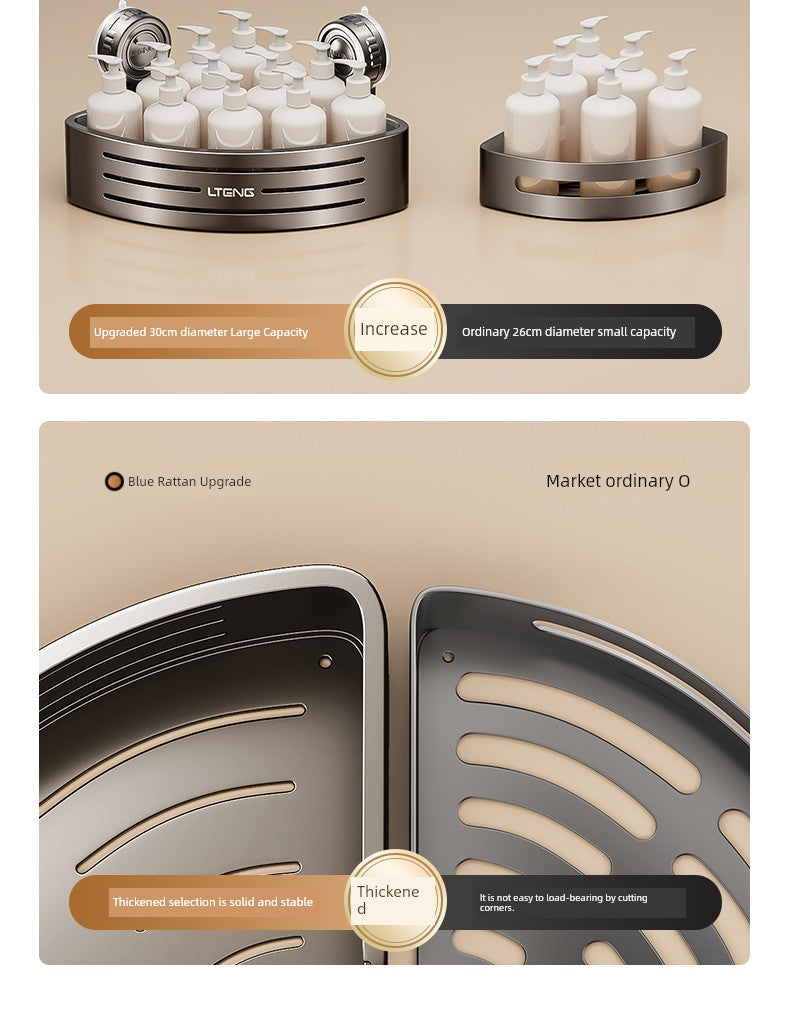 Punch-Free Bathroom Rack Bathroom Suction Cup Triangle Basket Wall Mount Bathroom Sink Corner Storage Rack