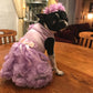 Pet Small Dog Wedding Dress with Bowknot Birthday Party Costume Satin Rose Pearls Girl Formal Dress for Puppy Dog Cat Tutu Dress