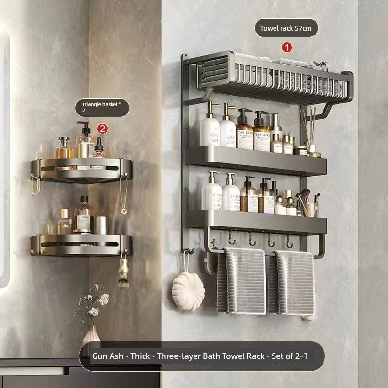 Bathroom Integrated Storage Rack Towel Rack Wall-Mounted Punch-Free Wall Bathroom Toilet Storage Washstand