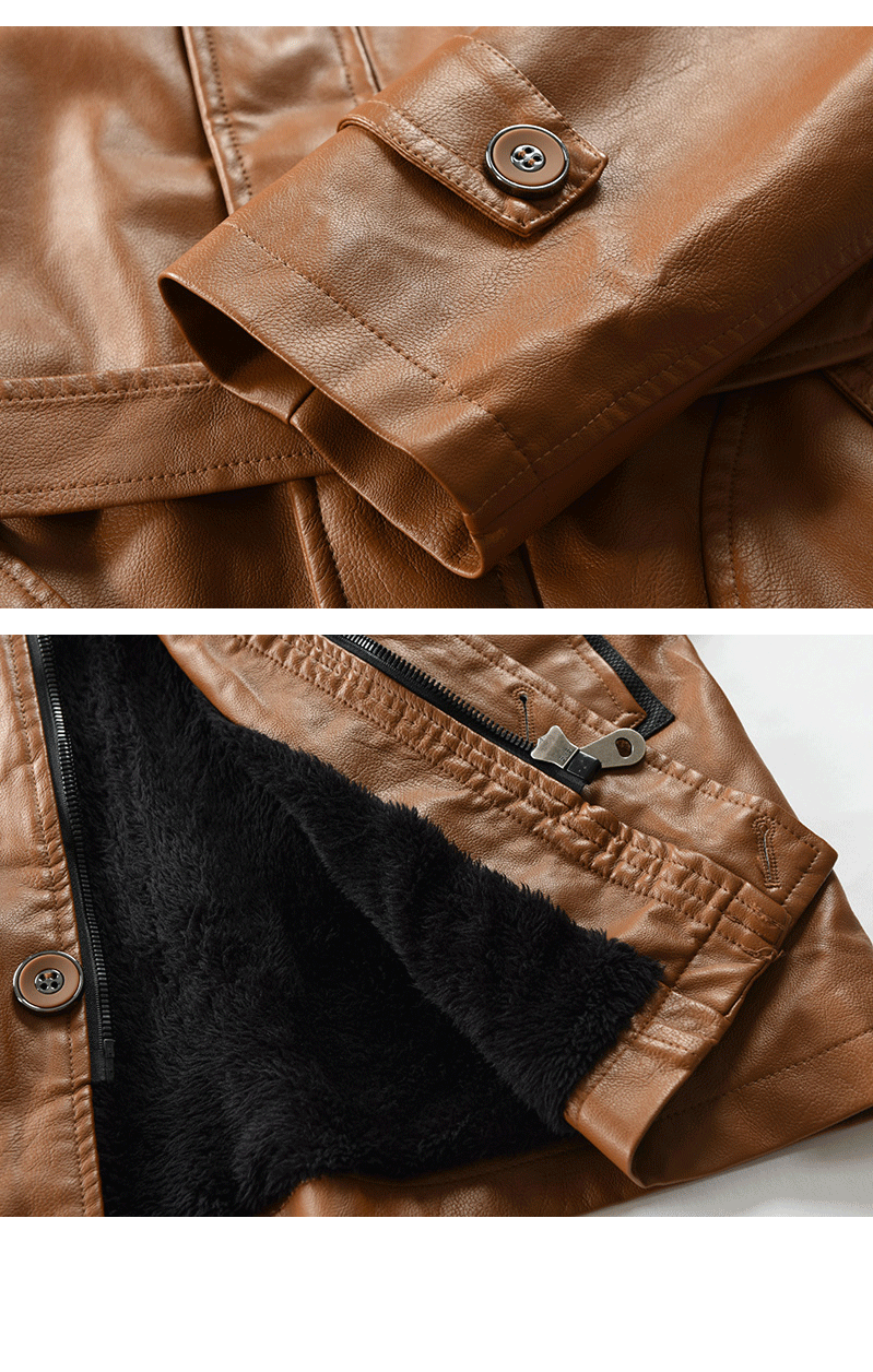 2024 Winter Men's Leather Motorcycle Leather Korean Fashion Jacket Coat Windproof Clothes Men's Hooded Medium Long