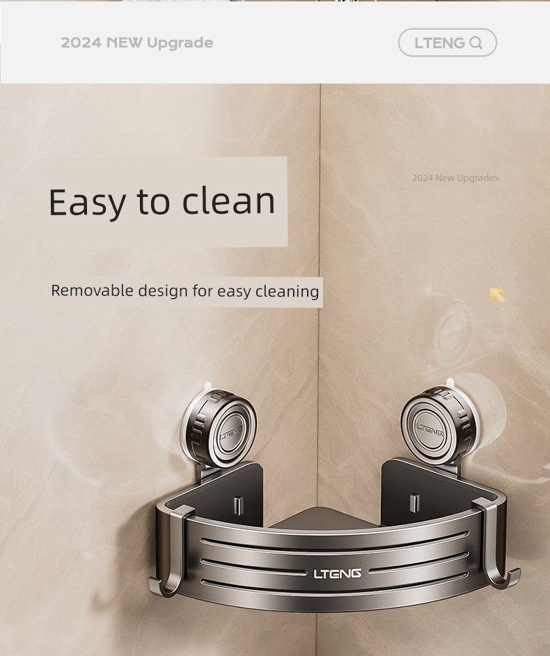 Punch-Free Bathroom Rack Bathroom Suction Cup Triangle Basket Wall Mount Bathroom Sink Corner Storage Rack