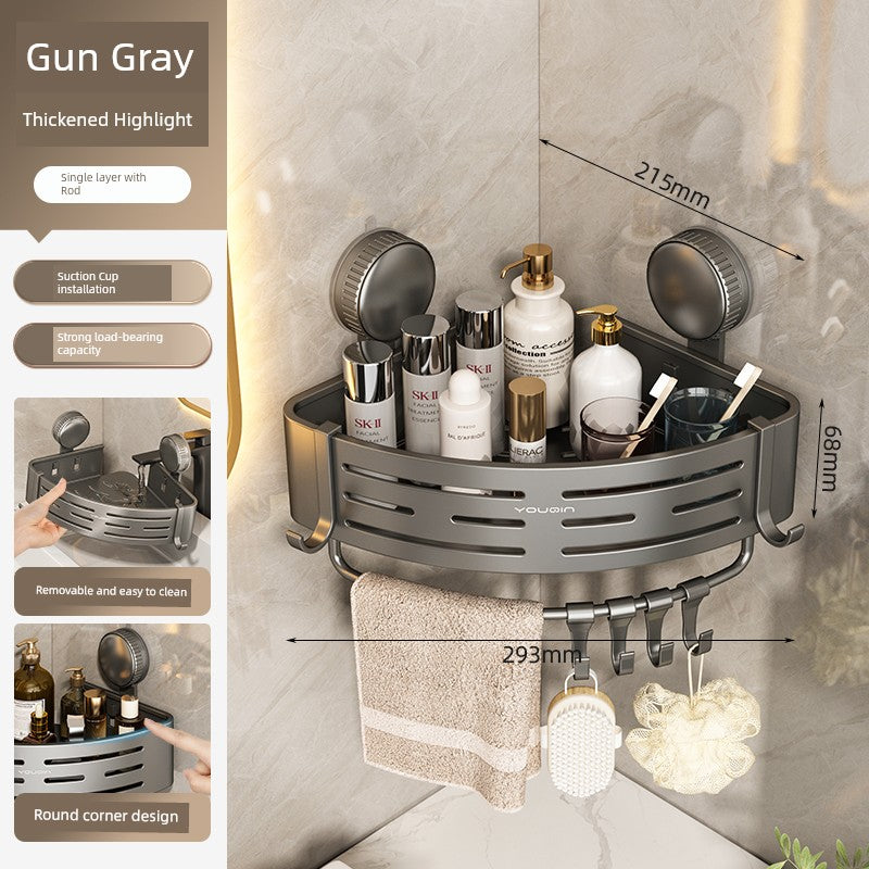 Suction Cup Punch-Free Corner Toilet Bathroom Storage Rack