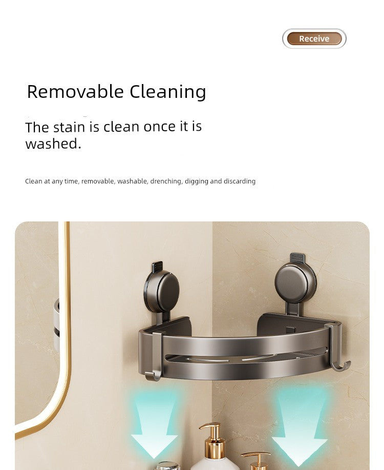 Wall-Mounted Wash Basin Toilet Triangle Basket Shelf Suction Cup