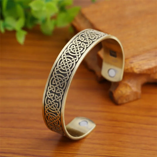 Dreamtimes Celtic Knot Pure Copper Magnetic Bracelet for Men Adjustable Cuff Energy Magnetic Bracelet Wristband Viking Bracelets