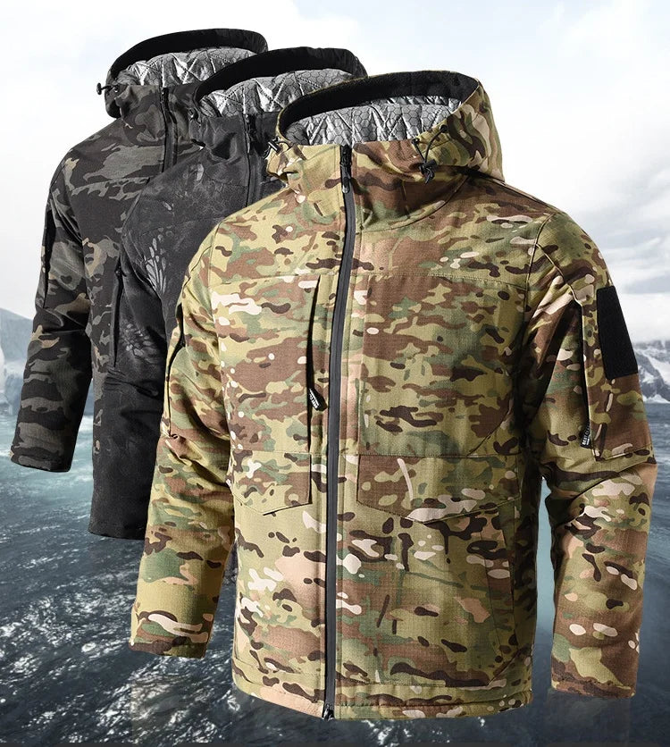 Men Heating Tactical Jacket Autumn Winter Warm Hooded Cotton Coat Camouflage Padded Clothes Outdoor Thermal Hiking Sports Jacket