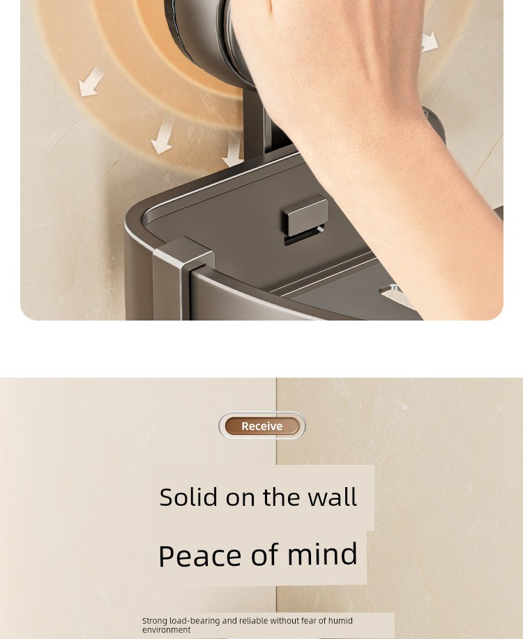 Wall-Mounted Wash Basin Toilet Triangle Basket Shelf Suction Cup