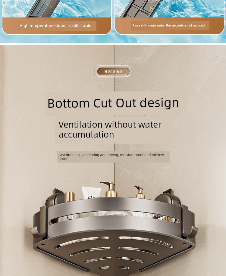 Wall-Mounted Wash Basin Toilet Triangle Basket Shelf Suction Cup