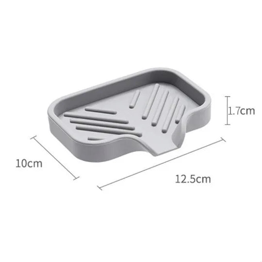 Silicone Kitchen Sink Tray Soap Tray Soap Dish Holder Sponge Holder with Built-in Drain Lip Countertop Sink Kitchen Organizer