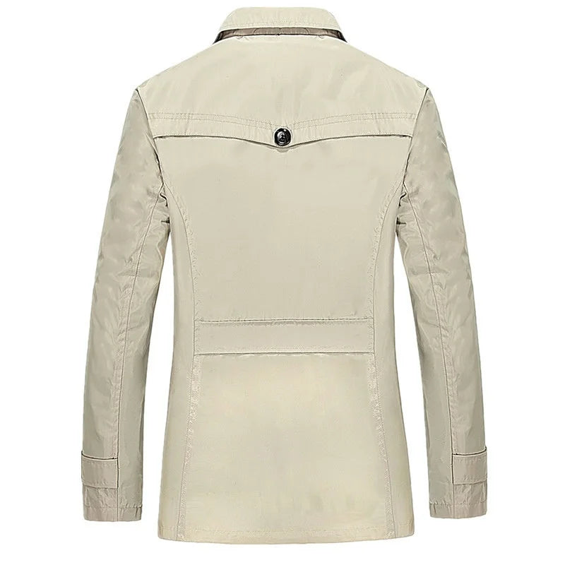 2025 Spring and Autumn men's coat Men's casual cotton Jacket men's mid-length trench coat men's jacket