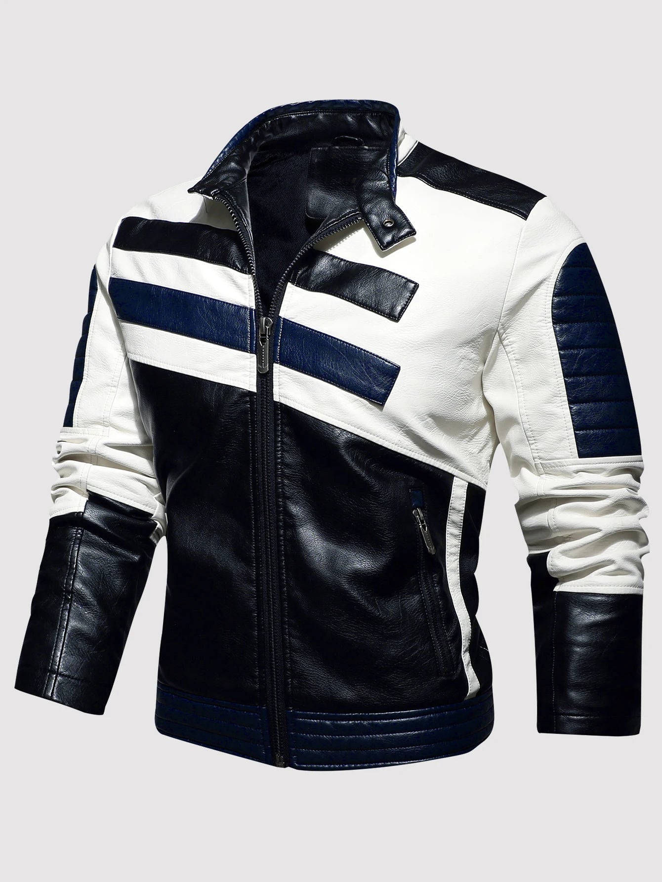 Men's PU leather coat thickened biker jacket