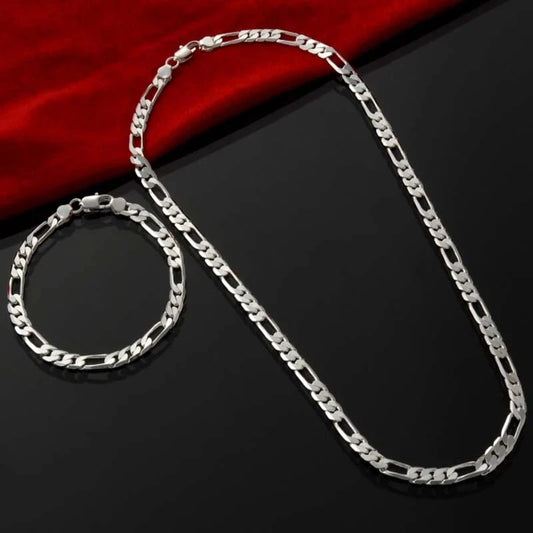 New Arrive 925 Silver 4MM Chain for Men Women Bracelet Necklace Jewelry Set Lady Christma Gifts Charms Wedding
