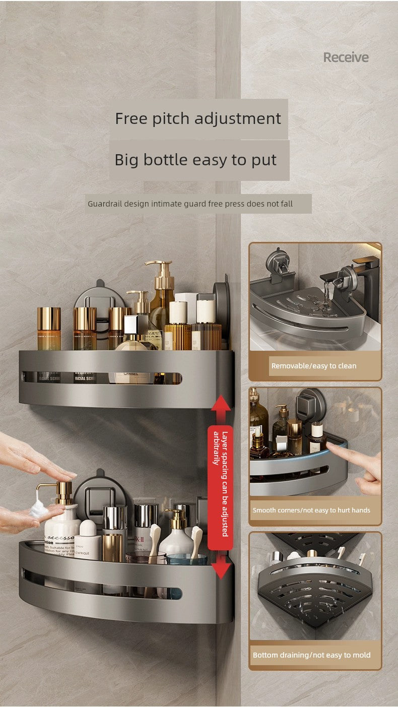 Suction Cup Punch-Free Corner Toilet Bathroom Storage Rack
