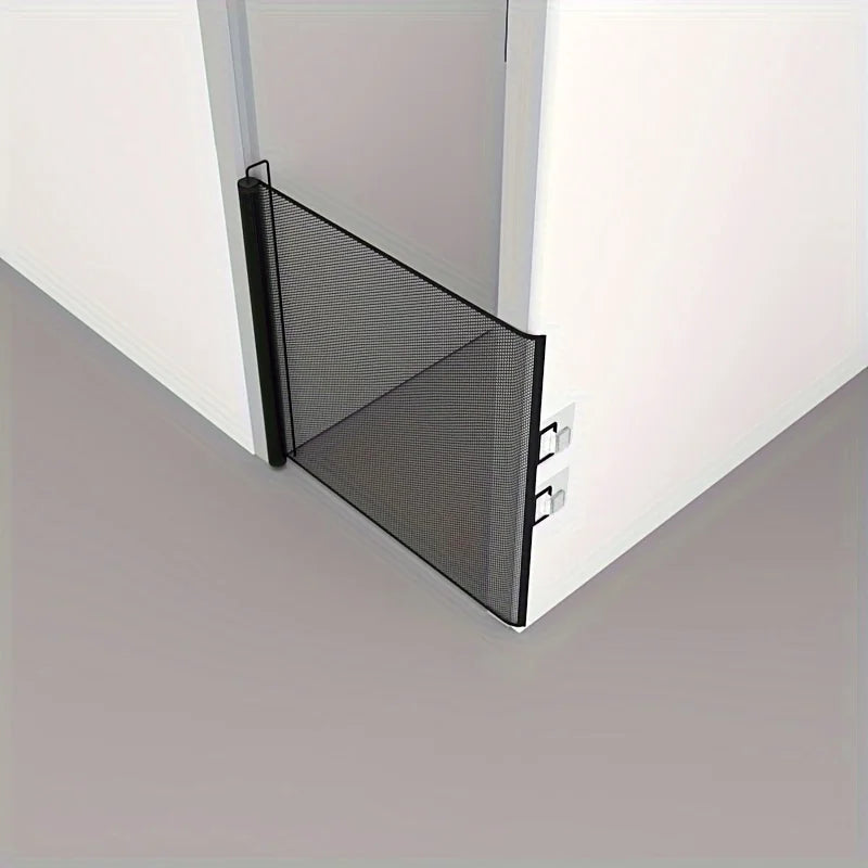 Easy To Install Black Pet Door Without Drilling - Retractable Safety Fence for Indoor Stairs, Dog and Pet Fences