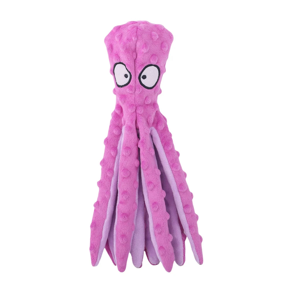 Squeaky Octopus Dog Toys Interactive Puppy Toy No Stuffing Plush Bite Toys Crinkle Paper Pet Plush Toys for Small Medium Dogs