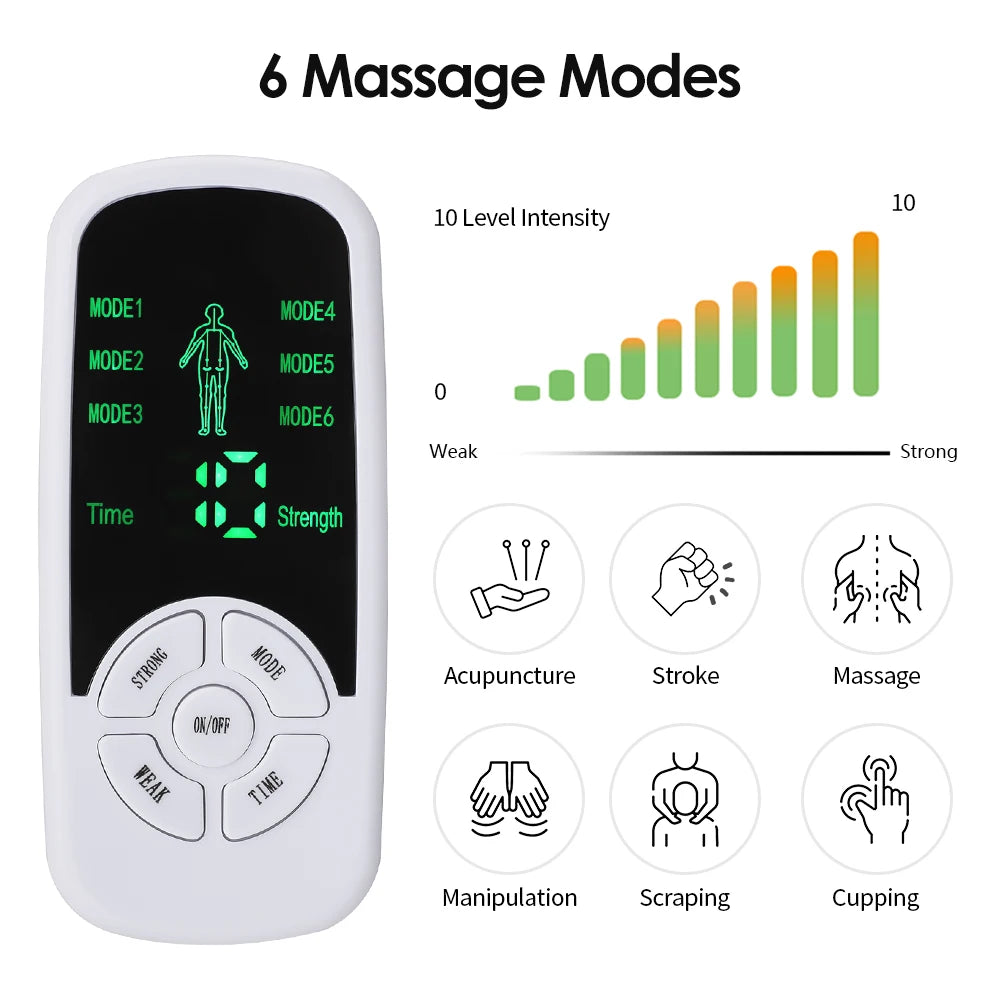 Tens Electric Stimulation Massager Muscle EMS Full Body Relax Muscle Therapy Pain Relief Pulse Body Massager Healthy Care