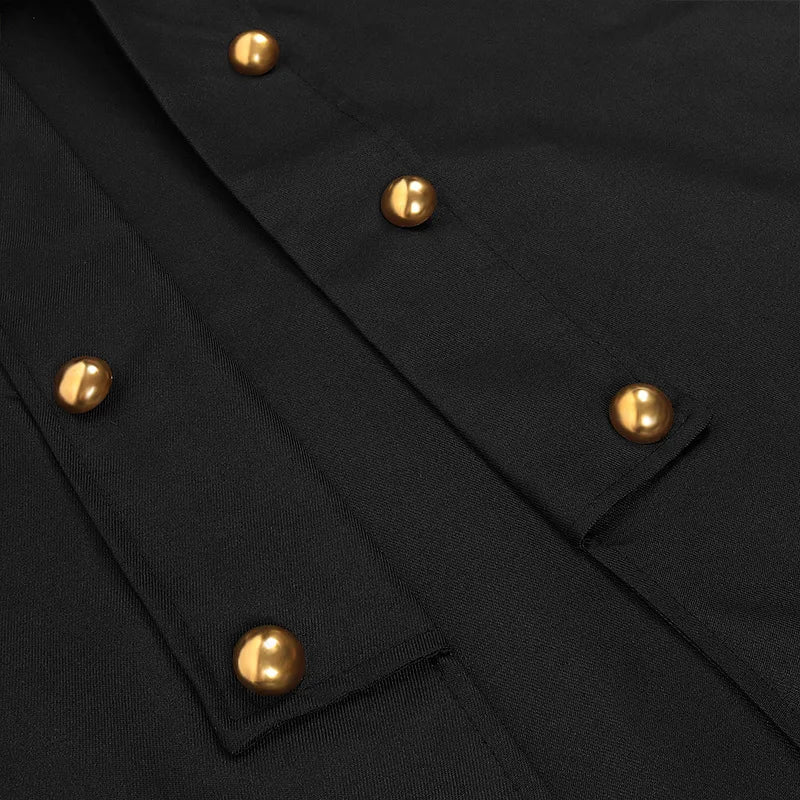 Medieval Men Vintage Costumes Steampunk Gothic Black Long Jacket Coat Vampire Cosplay Pirate Halloween Outfit Men's Trenchcoat