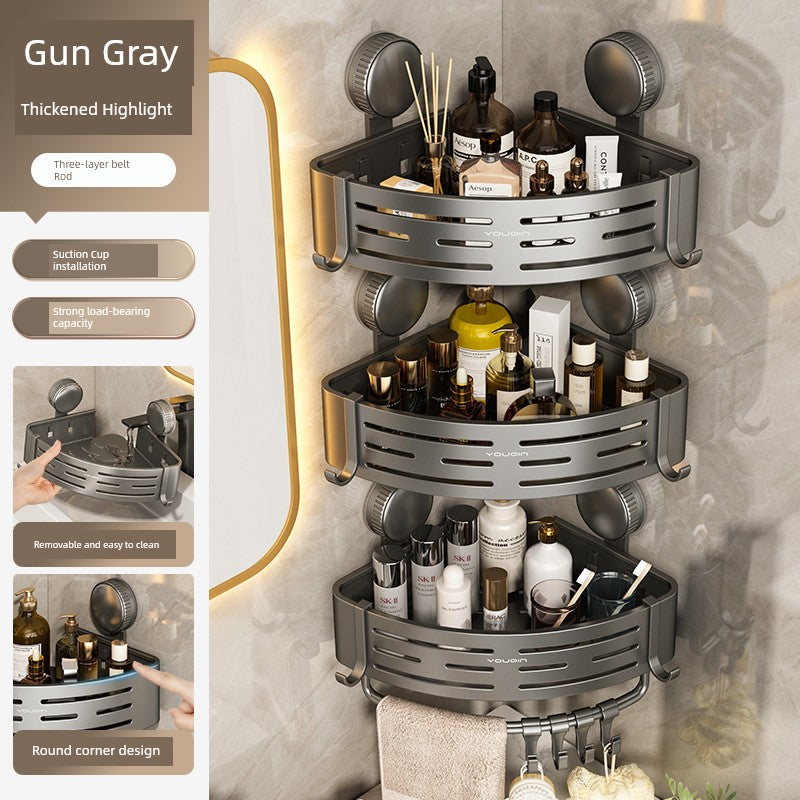 Suction Cup Punch-Free Corner Toilet Bathroom Storage Rack
