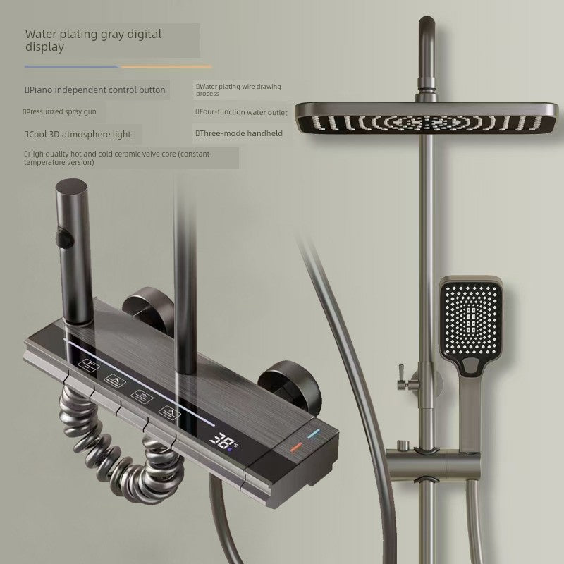 Copper Constant Temperature Black For Home Supercharged Shower Head