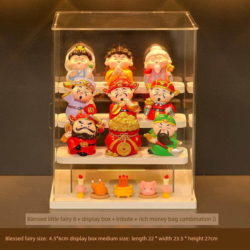 Five-Way God of Wealth All-Way Fairy Home Bookcase Entrance Decoration Decoration Household Full Set Display Stand Gift Decoration