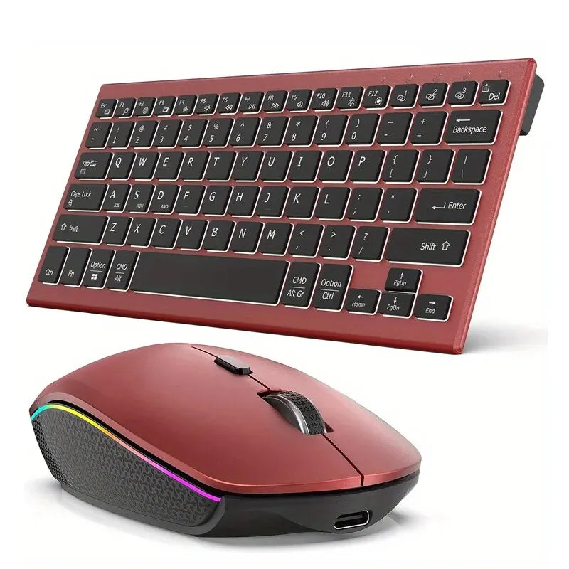 JOMAA Colors Backlit 2.4G Wireless Keyboard and Mouse Combo Rechargeable Bluetooth Keyboard for Windows Laptop