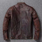 Vintage Black Brown Real Cowhide Genuine Leather Jacket Real Fur Men's Leather Jacket Bomber Men Leather Jacket Motorcycle Coat