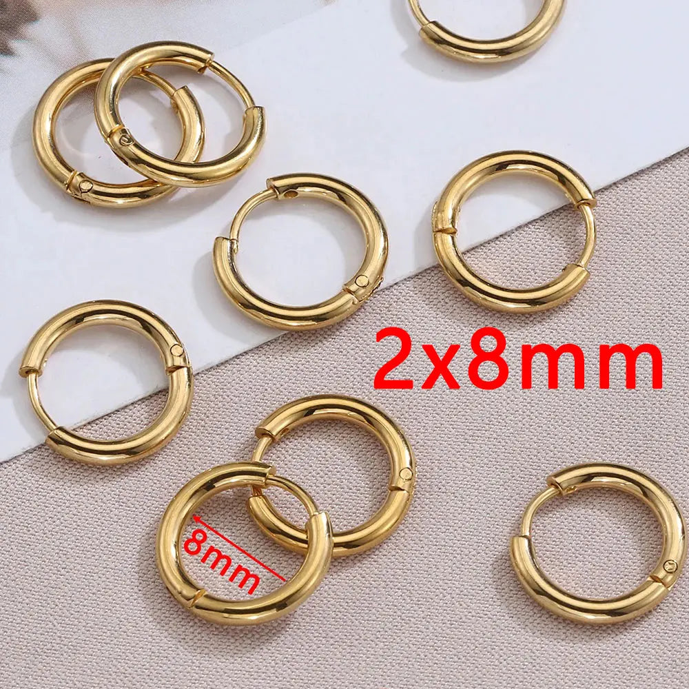 10pcs 8-14mm Stainless Steel Ear Hoop Gold Color Earring for Women Men DIY Jewelry Making Earring Punk Hiphop Piercing Accessory