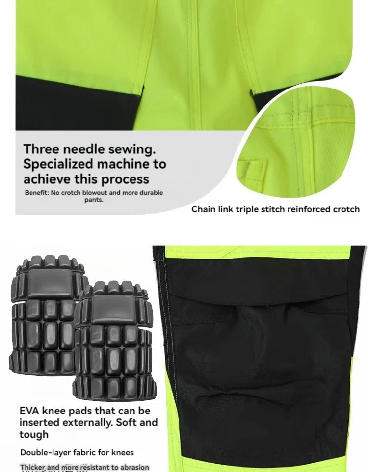 workwear mens jacket working cargo pants men High Visibility work suit with Reflective tapes