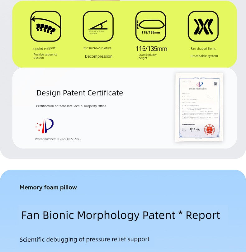 Banana Fruit Puff Memory Cotton Pillow Non-Pressure Stiff Neck Special Super Soft Cervical Support Improve Sleeping Pillowcase and Pillow Core