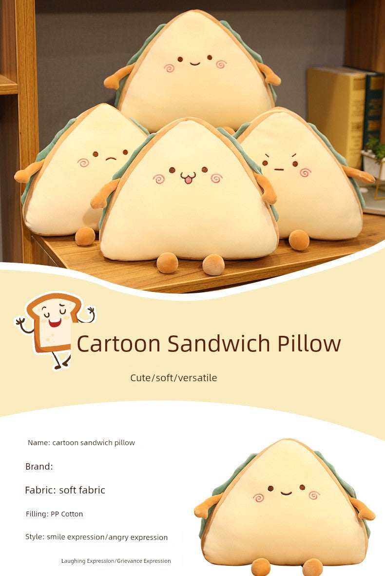 Cartoon Sandwich Pillow Bread Creative Food Nap Pillow Stylish Snack Rag Doll Cute Plush Doll