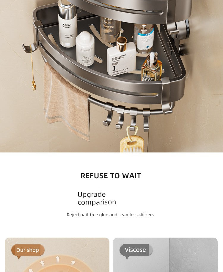 Wall-Mounted Wash Basin Toilet Triangle Basket Shelf Suction Cup