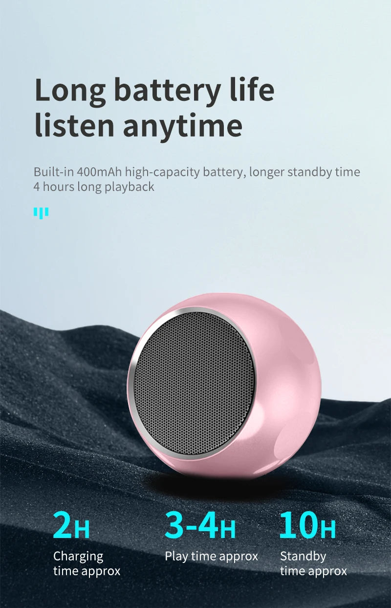 Mini Portable Metal Speaker Metallic Wireless Bluetooth Speaker TWS Stereo Indoor/Outdoor Portable Subwoofer Compact Speaker