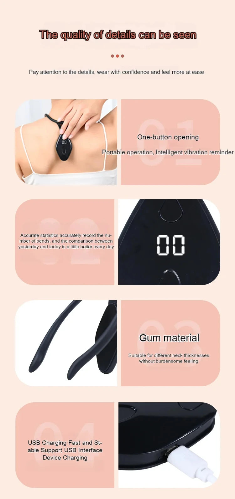 Ultrasonic Lymphatic Soothing Neck Instrument Body Sitting Posture Corrector Back Support Neck Massager Care health care