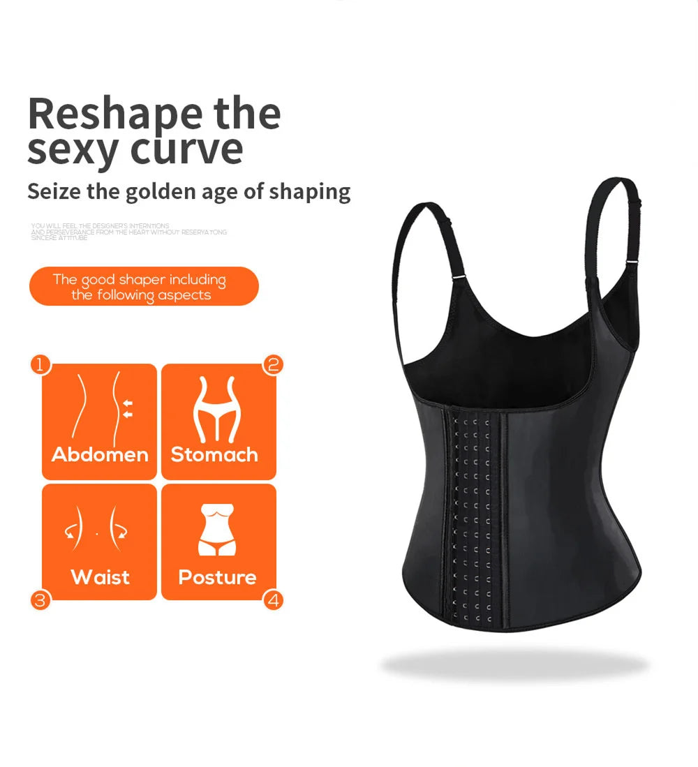 Women Shapewear Underbust Corset Body Shaper Latex Waist Trainer Steel Boned Corset Vest Waist Trainer Girdle Sport Workout