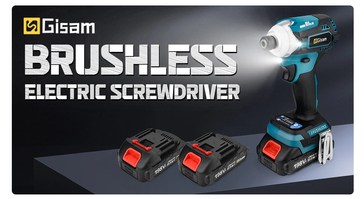 588N.m Cordless Brushless Impact Driver Kit Cordless Drill Electric Screwdriver 4-Speed 1/4‘’ 3 LED Light for Makita 18V Battery