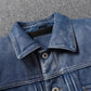 2023 New Leather Jacket Men's Single-Breasted Denim Blue Retro Old Motorcycle Leather Jacket Slim-Fit Lapel Coat