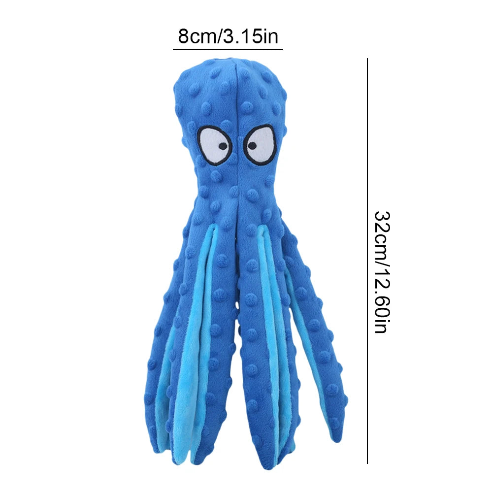 Squeaky Octopus Dog Toys Interactive Puppy Toy No Stuffing Plush Bite Toys Crinkle Paper Pet Plush Toys for Small Medium Dogs
