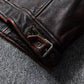 Vintage Black Brown Real Cowhide Genuine Leather Jacket Real Fur Men's Leather Jacket Bomber Men Leather Jacket Motorcycle Coat