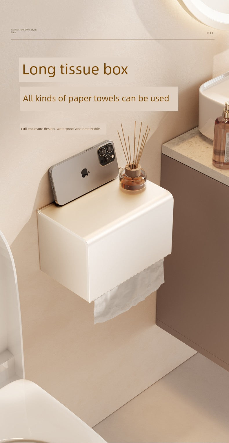 White Bathroom Wall-Mounted Toilet Towel Rack