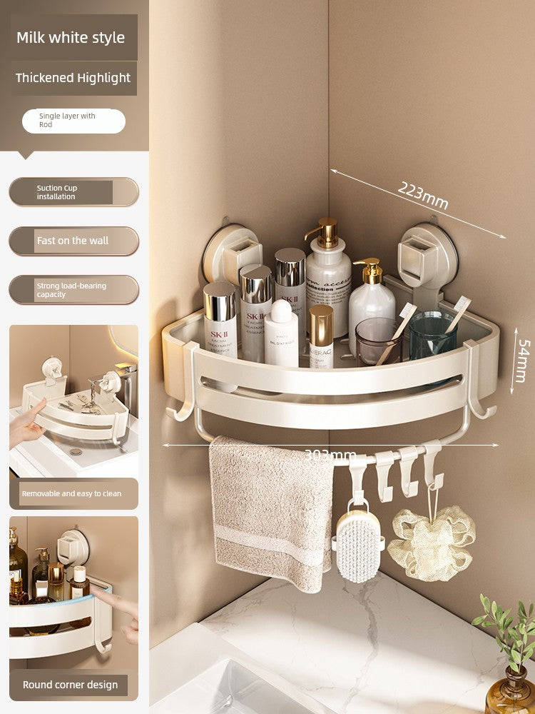 Suction Cup Punch-Free Corner Toilet Bathroom Storage Rack
