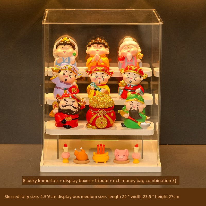 Five-Way God of Wealth All-Way Fairy Home Bookcase Entrance Decoration Decoration Household Full Set Display Stand Gift Decoration