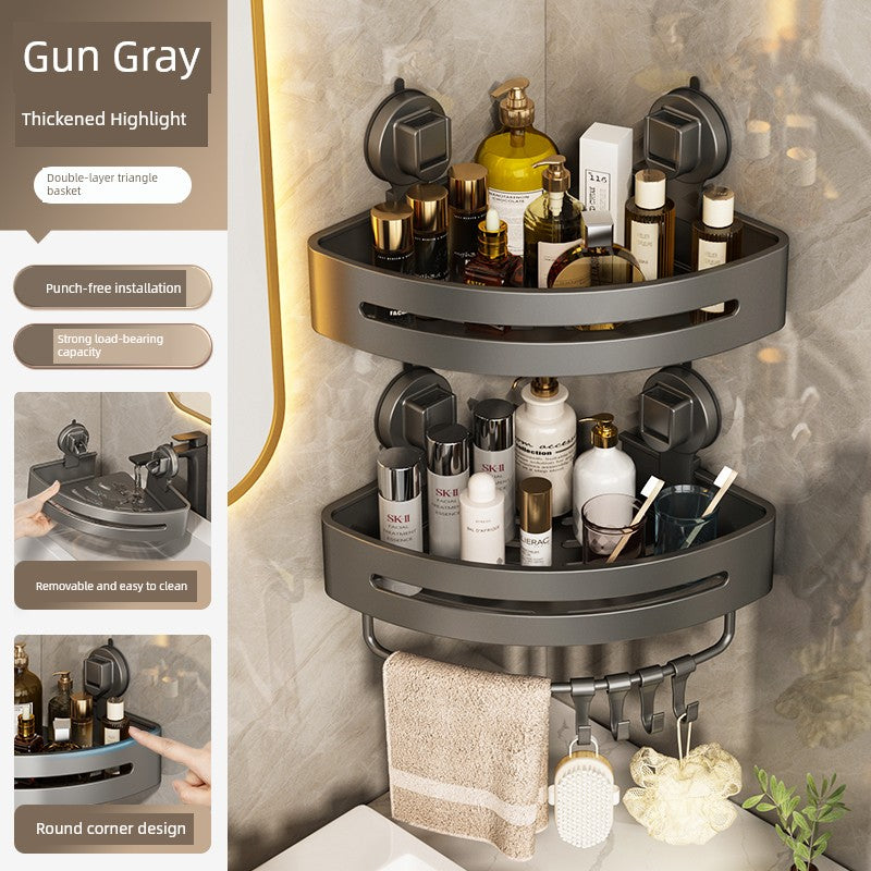Suction Cup Punch-Free Corner Toilet Bathroom Storage Rack