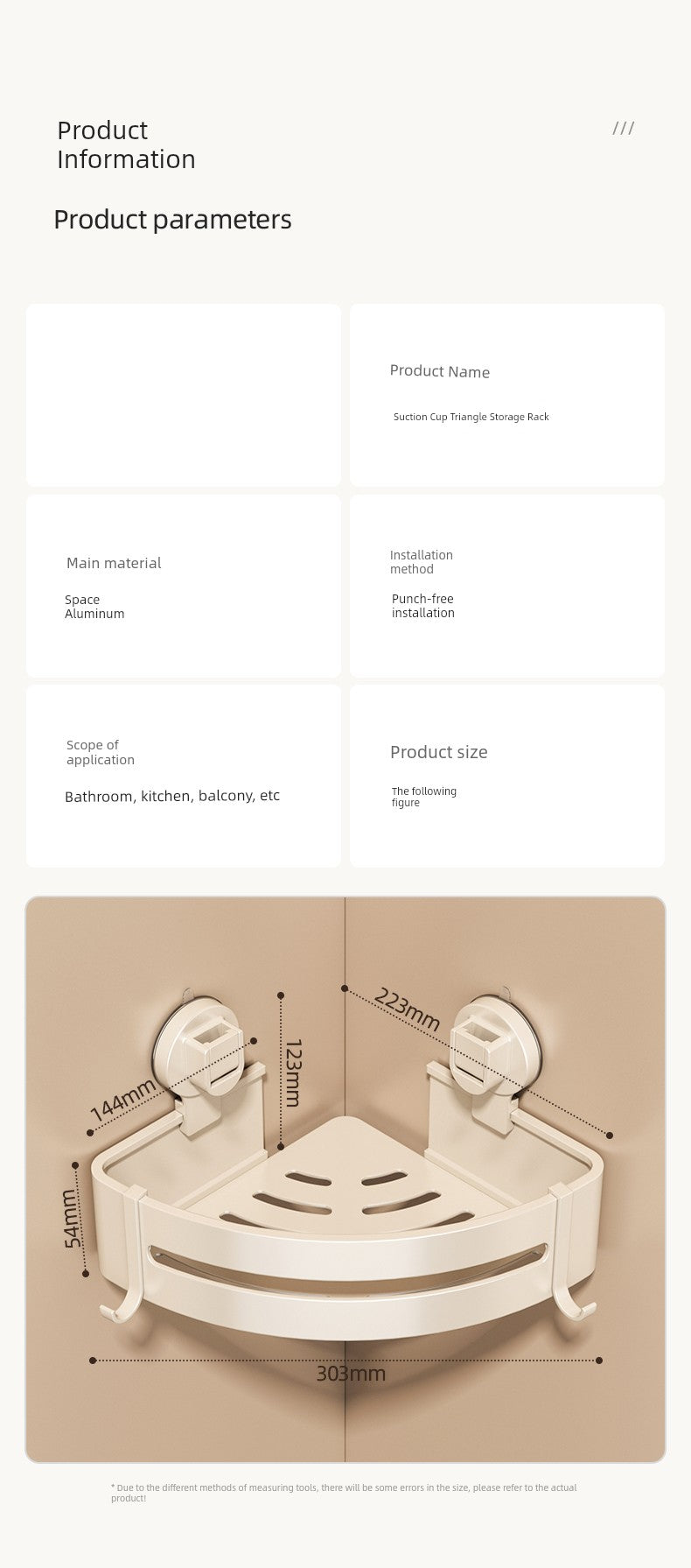 Corner Punch-Free Washstand Wall Wall-Mounted Suction Cup