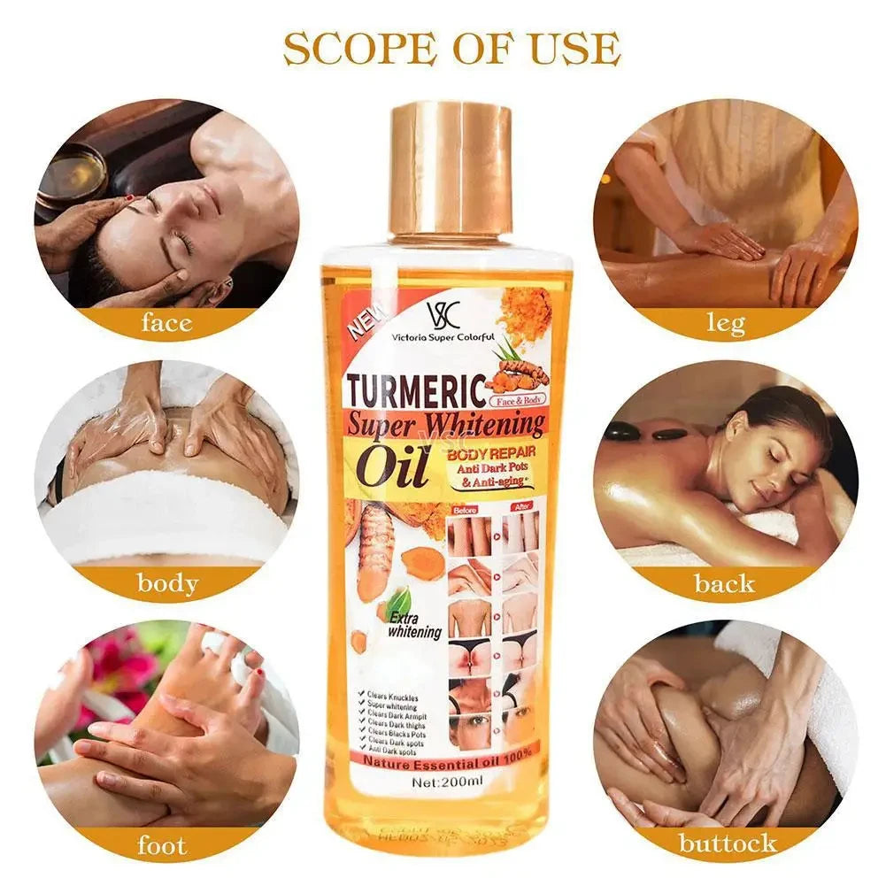 200ML Turmeric Essential Oil Facial Body Massage Moisturizing Diffuser Aromatherapy Face Body Care Smoothing Body face Skin Care