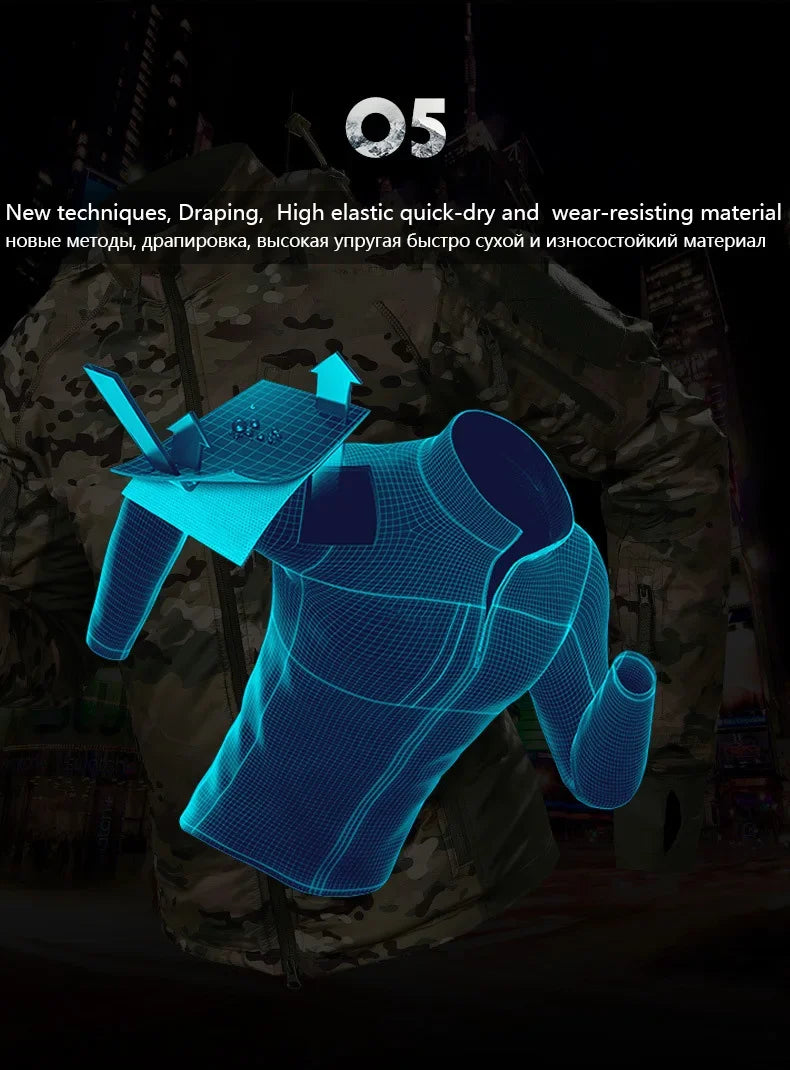 Tactical Jacket Men Outdoor Jacket Army Combat Jackets Mens Hooded Bomber Coats YAF Winter Jacket Hiking Hunting Jacket