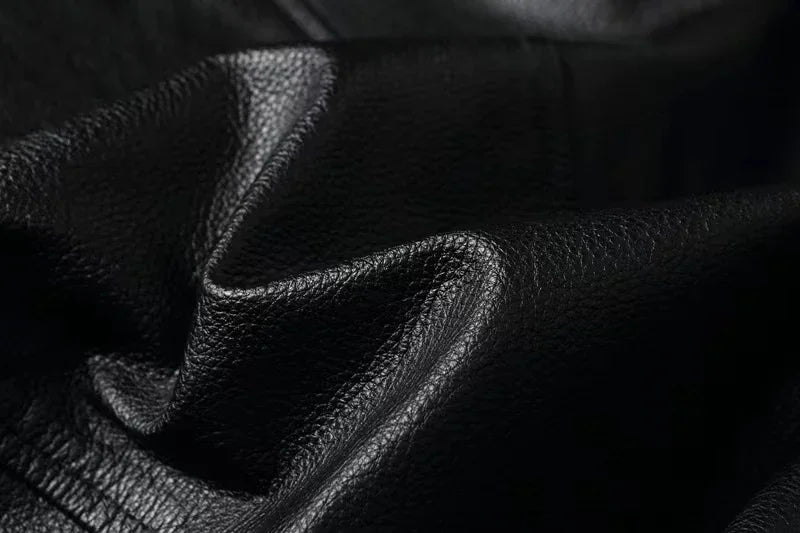 Vintage Black Brown Real Cowhide Genuine Leather Jacket Real Fur Men's Leather Jacket Bomber Men Leather Jacket Motorcycle Coat