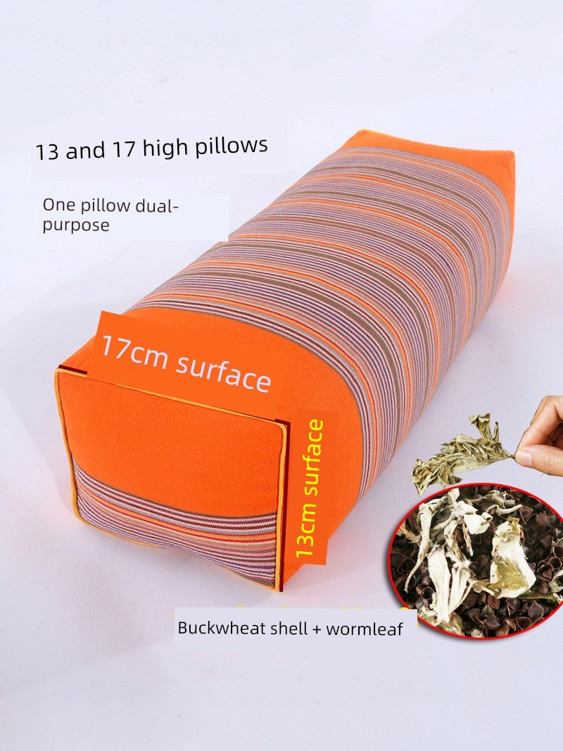 13 and 17 High Pillow Buckwheat Hull Moxa Leaf Pillow Hard Pillow Super High Pillow Adult Senior Buckwheat Pillow Removable and Washable