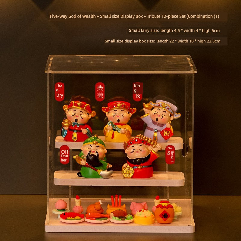 Five-Way God of Wealth All-Way Fairy Home Bookcase Entrance Decoration Decoration Household Full Set Display Stand Gift Decoration