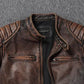 Vintage Black Brown Real Cowhide Genuine Leather Jacket Real Fur Men's Leather Jacket Bomber Men Leather Jacket Motorcycle Coat