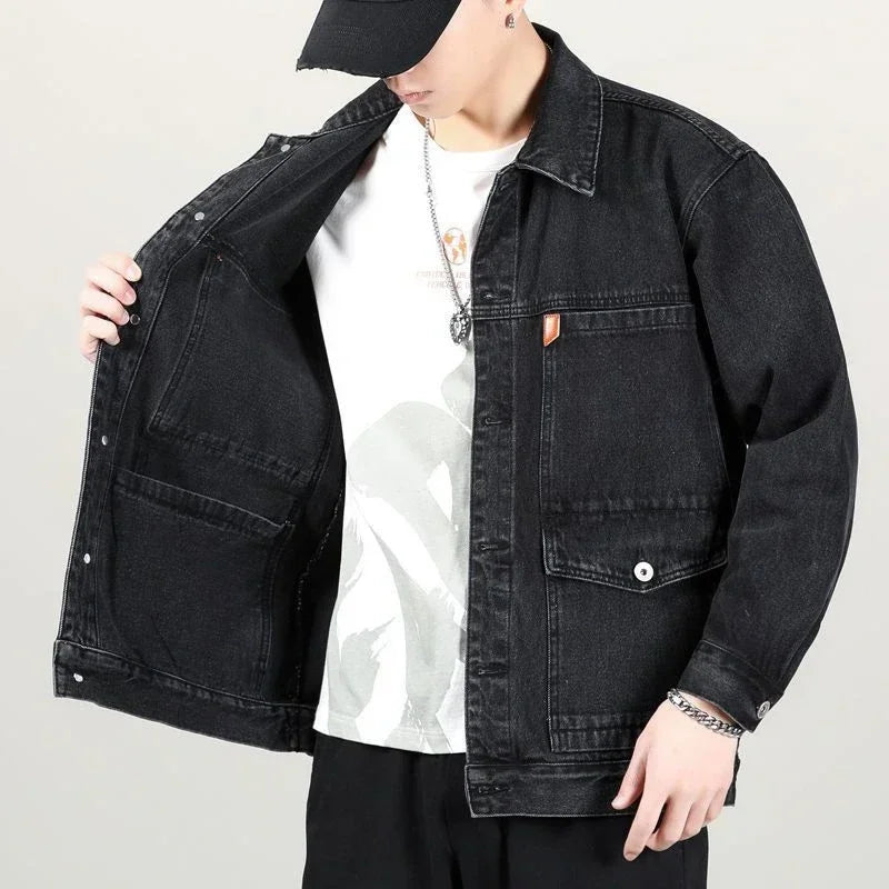 Denim Jackets Man Cargo Jeans Coat for Men Japanese Gray Overcoat Winter 2024 Lxury High Quality Cheap Price Stylish on Board G